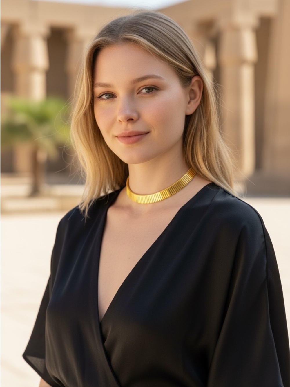Vintage 1980s Napier Gold Plated Ribbed Omega Gas Pipe Collar Choker Necklace